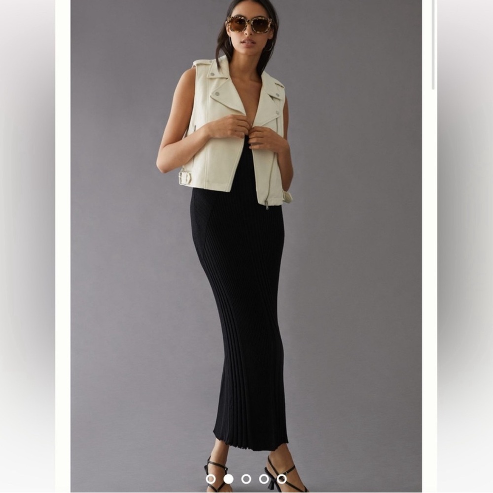 Anthropologie Cropped Moto Vest - ivory - Picture 2 of 7